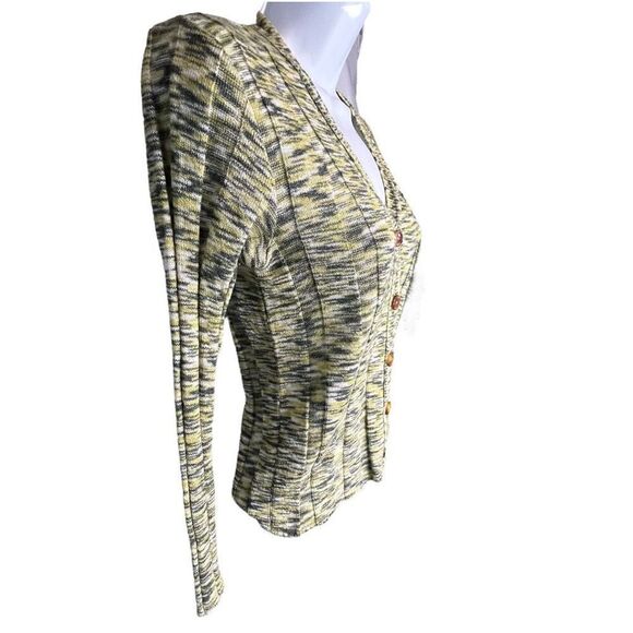Kookai Women's Space Dye Knitted Button-Up V-Neck Sweater Cardigan Yellow Size 1 - Picture 2 of 9